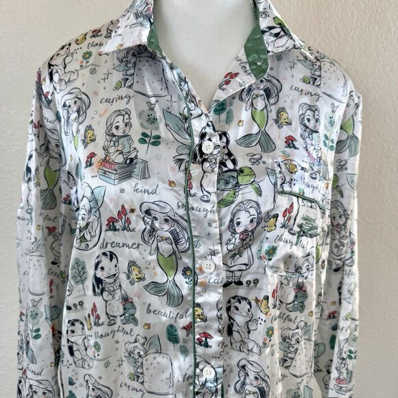Disney Animators Collection Sleep Shirt Womens Small White Princess Lounge Gown - Picture 2 of 16